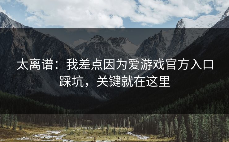 太离谱：我差点因为爱游戏官方入口踩坑，关键就在这里